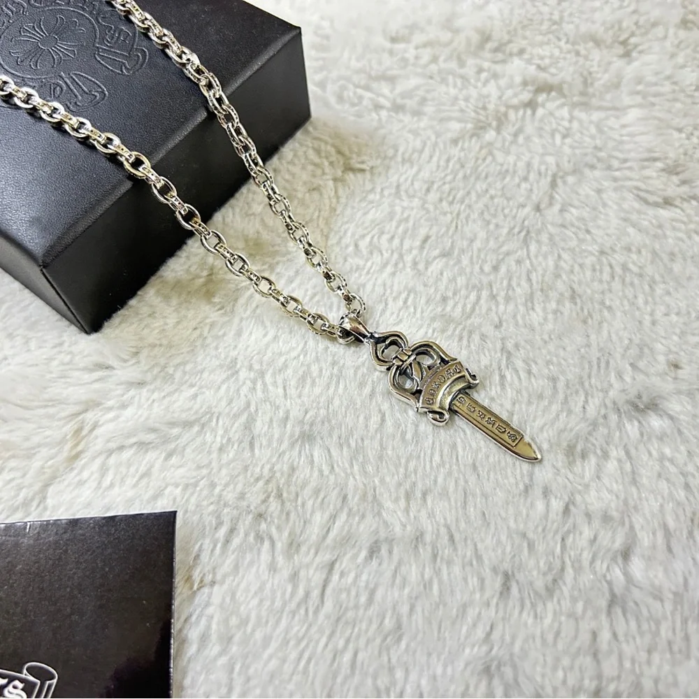 Chrome Hearts Silver Sword Dagger Pendant Necklace